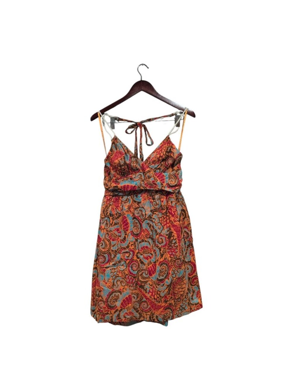 Anthropologie Moulinette Soeurs Rust Orange Paisley Halter Mini Dress Size 8